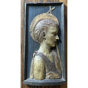 Wood Wooden‎ Young Saint John The Baptist Plaque